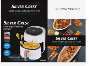 8L Air Fryer 1400 Watts Cooker with 2 Temperature Control Non-Stick LCD Touch