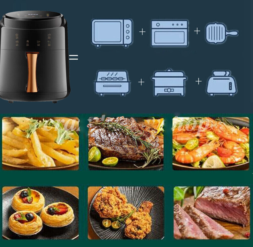 8L Air Fryer 1400 Watts Cooker with 2 Temperature Control Non-Stick LCD Touch