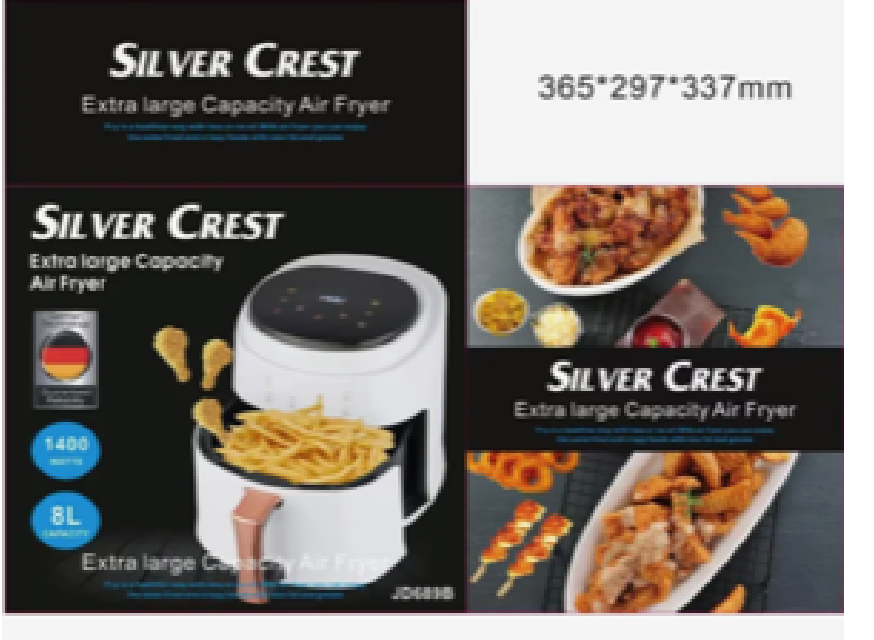 8L Air Fryer 1400 Watts Cooker with 2 Temperature Control Non-Stick LCD Touch