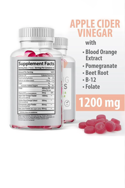 Slimming Gummies for Women Blood Orange and Apple Cider Vinegar"Halal" for Slim