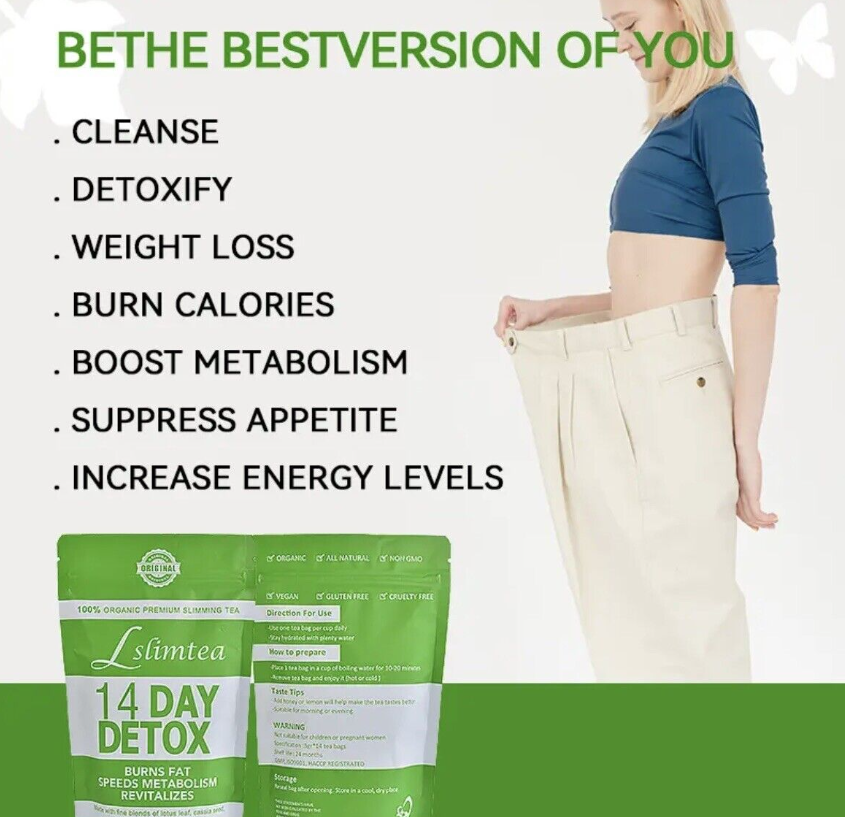 SlimTea 14 Days Detox Burn Fat Speed Metabolism Fast Weight Loss,All Natural