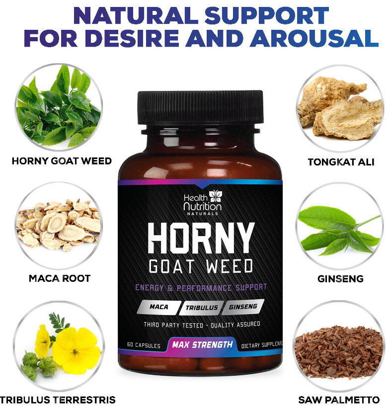 Horny Goat Weed Capsule,Maximum Strength 1695mg with Maca Root Extract, Ginseng,