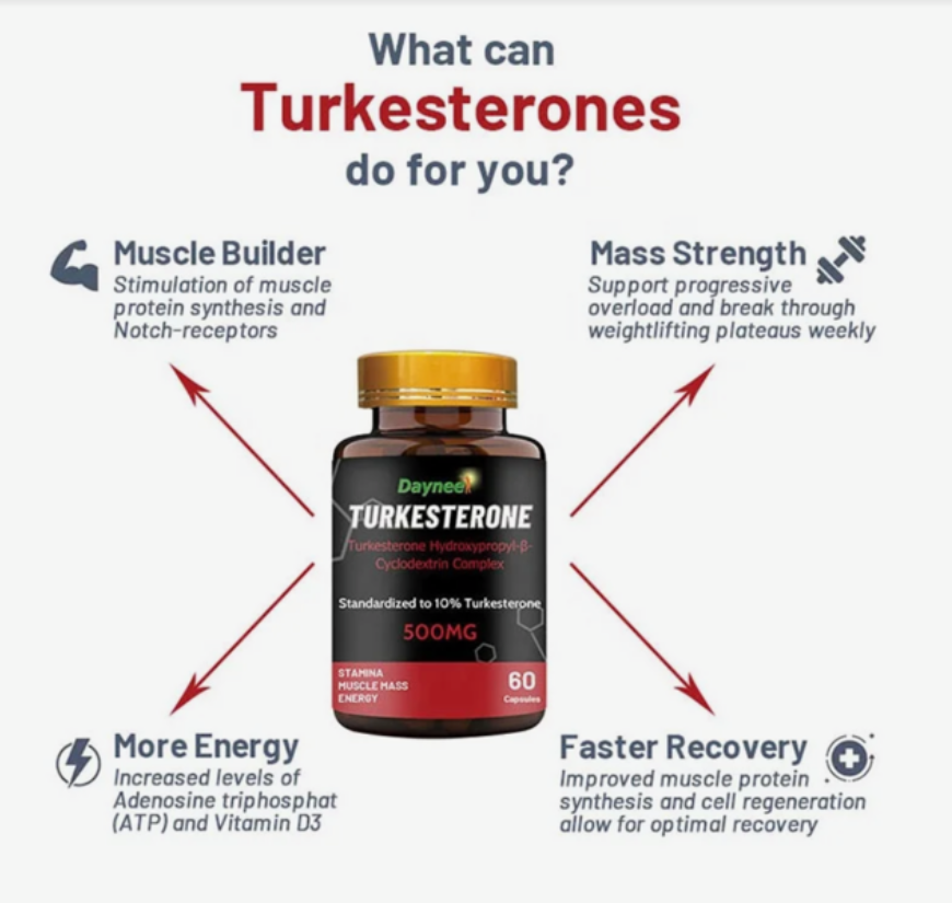 Turkesterone 500mg Complex/Ajuga Turkestanica 10% Standardized 60 CAPSULES