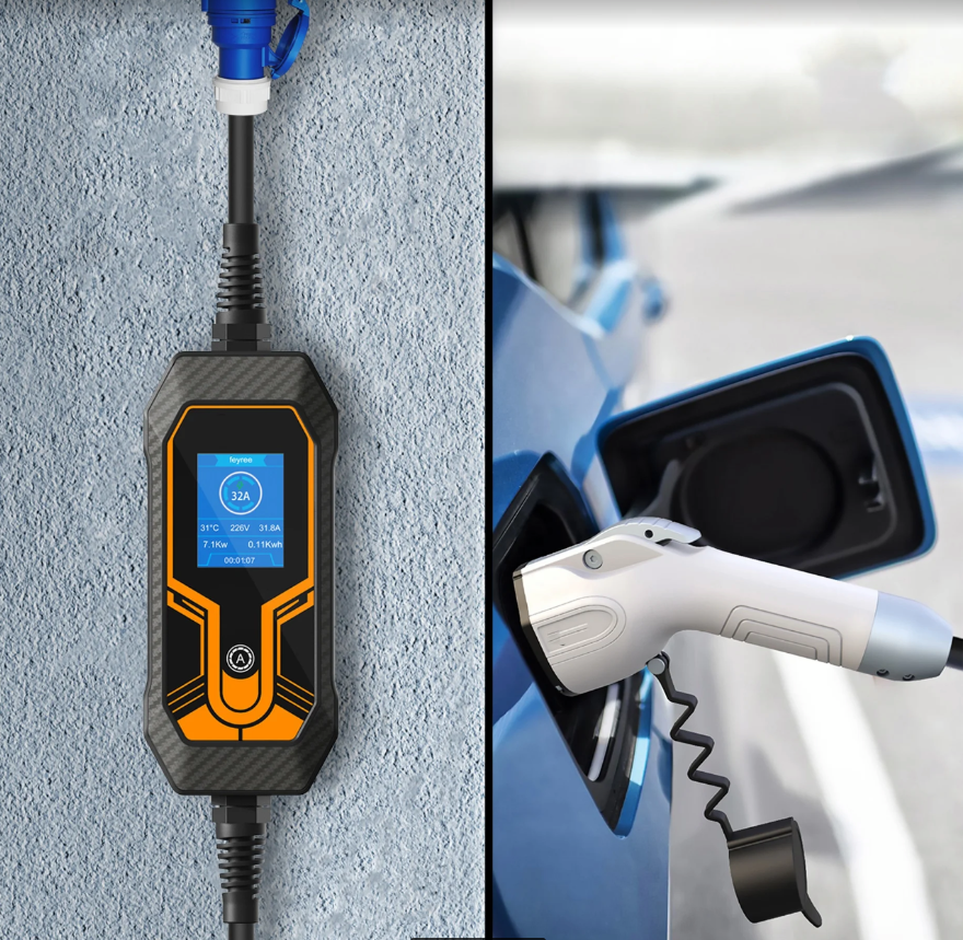 Smart EV Charger Mode/type 2, 7KW,220V,Compatible with Toyota,Chevy,Nissa&more
