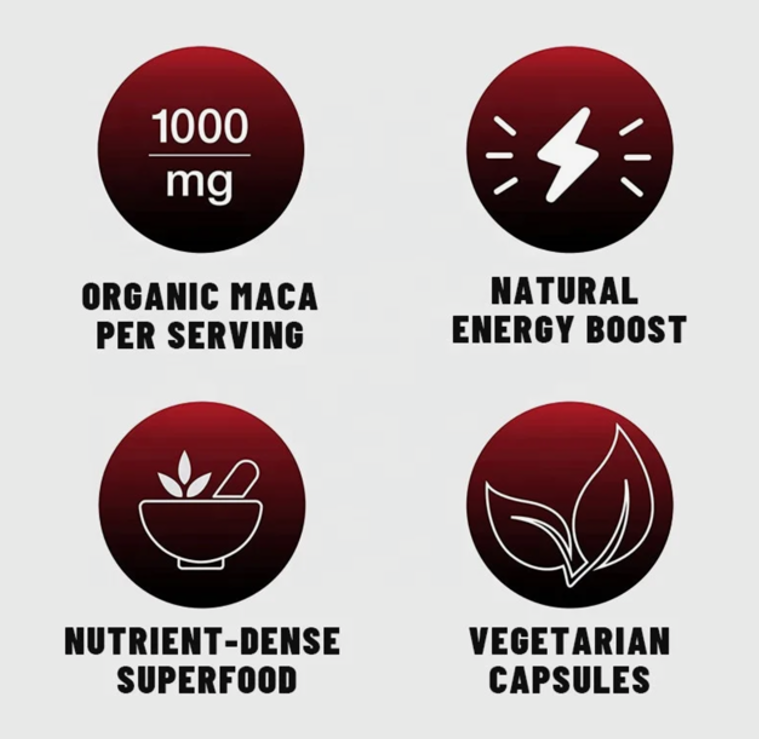 Black Maca Extra Strength Supports Desire Stamina,Hormonal Balance,Boost Energy.