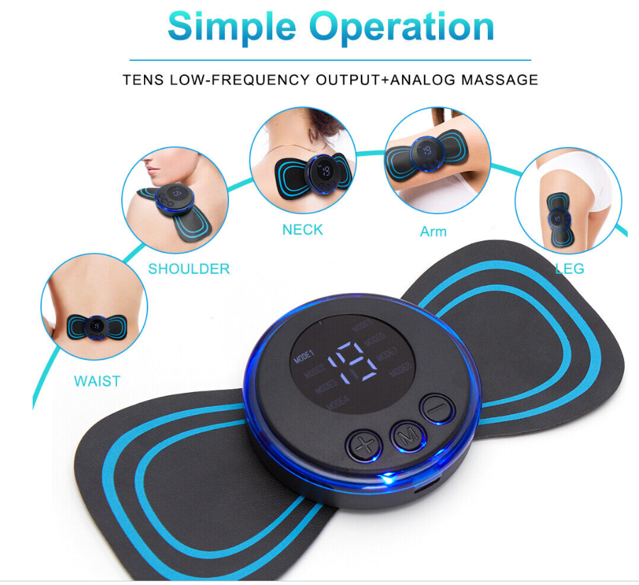 Portable Mini Electric Neck Back Massager Patch Stimulator Cervical Massage