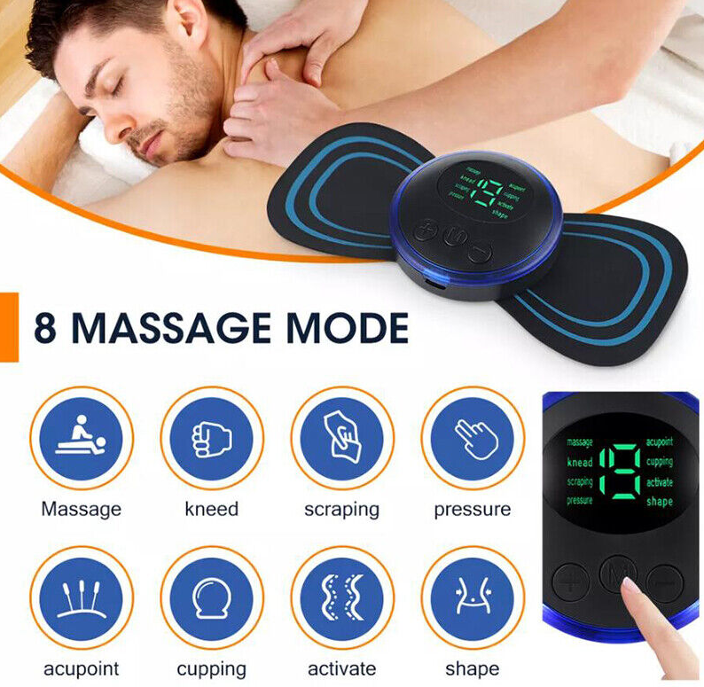 Portable Mini Electric Neck Back Massager Patch Stimulator Cervical Massage