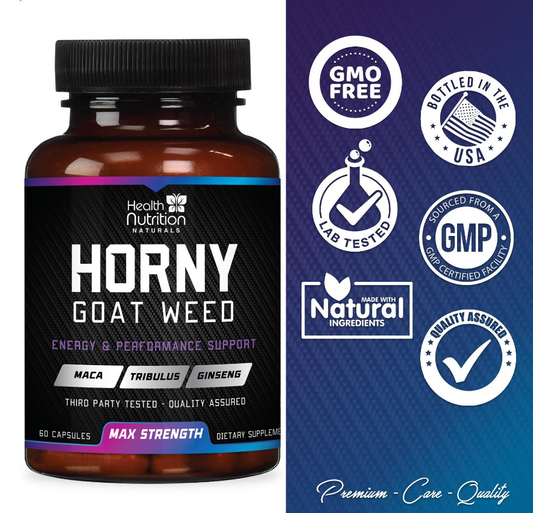 Horny Goat Weed Capsule,Maximum Strength 1695mg with Maca Root Extract, Ginseng,