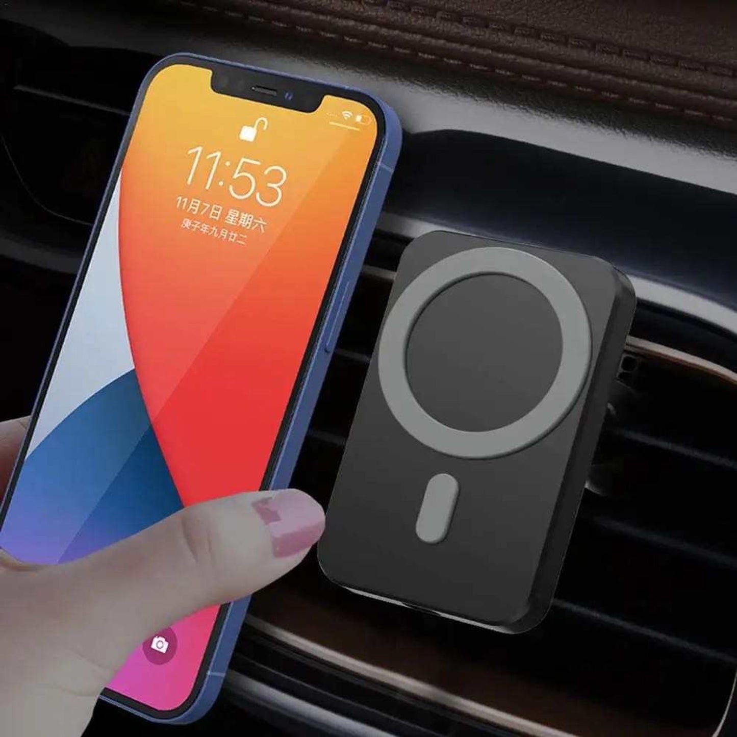 MagSafe Magnetic Wireless Car Charger For Iphone 11-15 & Samsung S23.