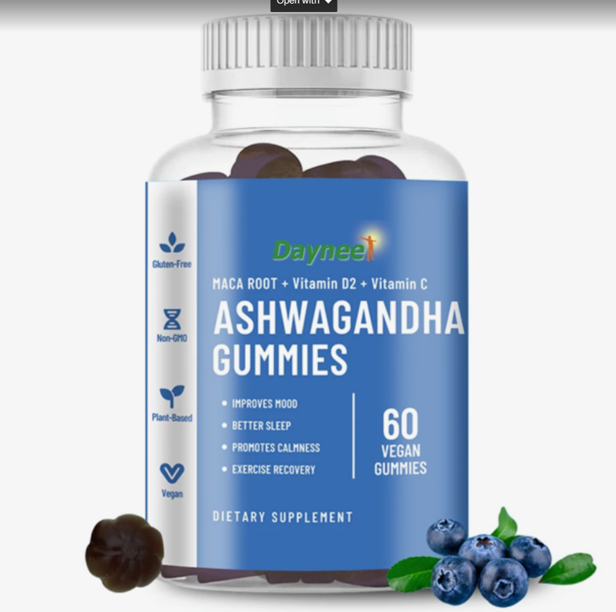 Organic Ashwagandha Capsules 1300mg Supplement w/ Black Pepper Root Powder,D2+C