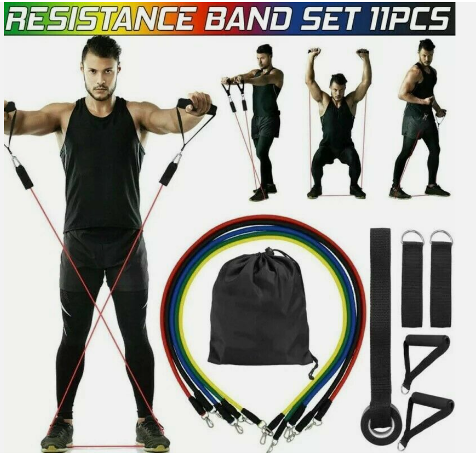 11 PCS Resistance Band Loop Set Exercise Crossfit Fitness Yoga Pilates.