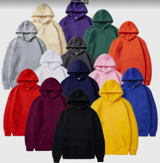 Cotton Hooded Sweater Shirt Solid Pullover Fleece Hoodies